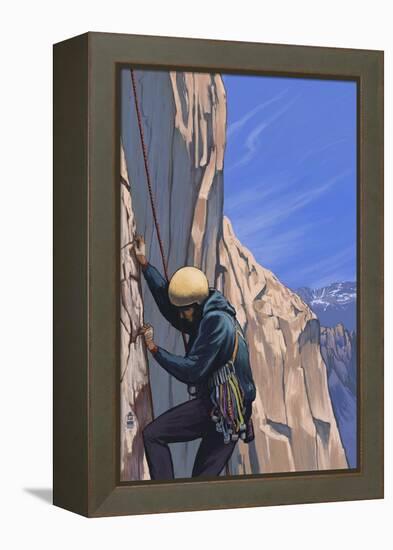 Rock Climber-Lantern Press-Framed Stretched Canvas