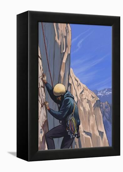 Rock Climber-Lantern Press-Framed Stretched Canvas