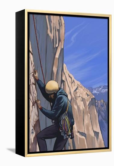 Rock Climber-Lantern Press-Framed Stretched Canvas