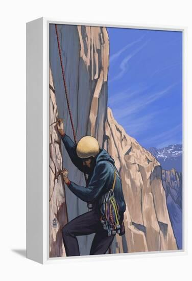 Rock Climber-Lantern Press-Framed Stretched Canvas