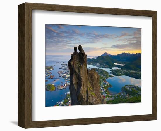 Rock Climbers Scale the Famous Svolv?rgeita, Svolvaer, Lofoten, Nordland, Norway-Doug Pearson-Framed Photographic Print