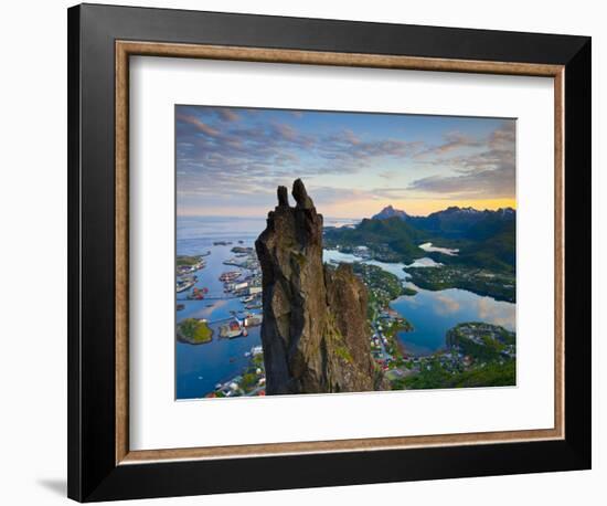 Rock Climbers Scale the Famous Svolv?rgeita, Svolvaer, Lofoten, Nordland, Norway-Doug Pearson-Framed Photographic Print