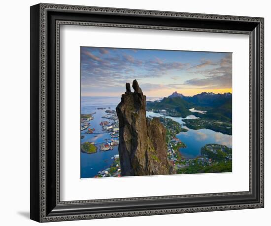 Rock Climbers Scale the Famous Svolv?rgeita, Svolvaer, Lofoten, Nordland, Norway-Doug Pearson-Framed Photographic Print