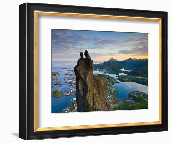 Rock Climbers Scale the Famous Svolv?rgeita, Svolvaer, Lofoten, Nordland, Norway-Doug Pearson-Framed Photographic Print