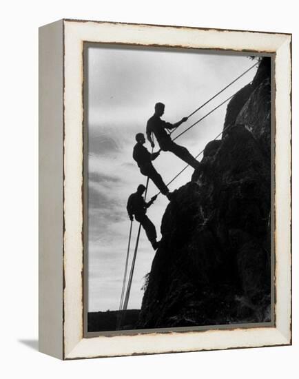 Rock Climbing Teenagers-null-Framed Premier Image Canvas