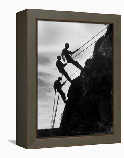 Rock Climbing Teenagers-null-Framed Premier Image Canvas