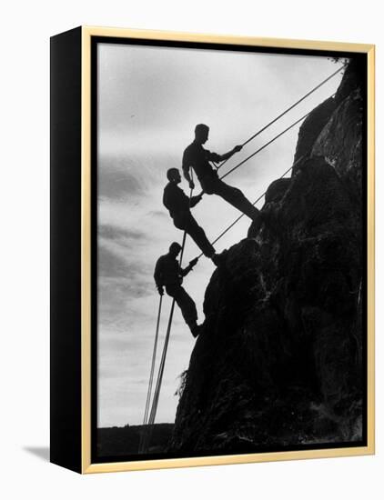 Rock Climbing Teenagers-null-Framed Premier Image Canvas