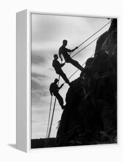 Rock Climbing Teenagers-null-Framed Premier Image Canvas