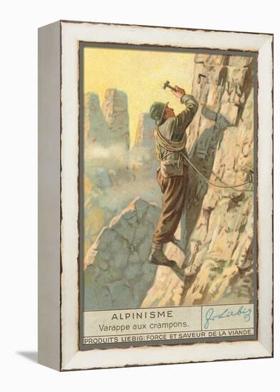 Rock Climbing with Crampons-null-Framed Stretched Canvas