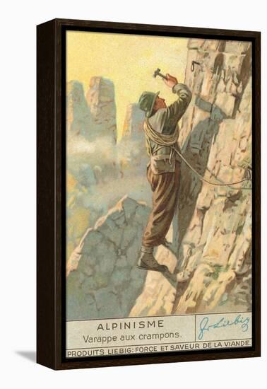 Rock Climbing with Crampons-null-Framed Stretched Canvas