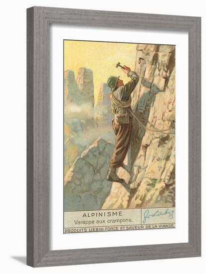 Rock Climbing with Crampons-null-Framed Art Print