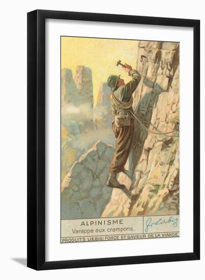 Rock Climbing with Crampons-null-Framed Art Print