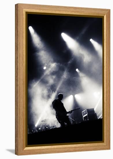 Rock Concert Stage. Guitarist Playing on Electric Guitar.-donatas1205-Framed Premier Image Canvas