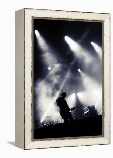 Rock Concert Stage. Guitarist Playing on Electric Guitar.-donatas1205-Framed Premier Image Canvas