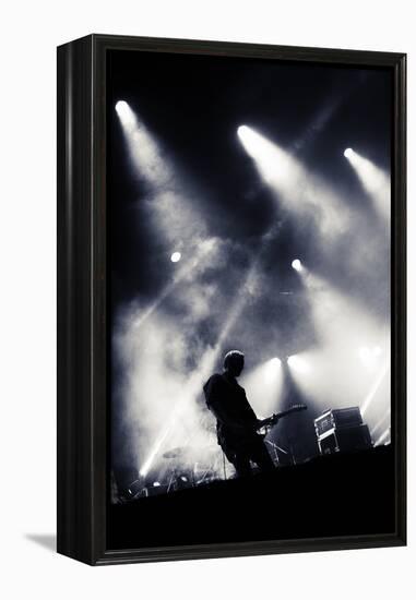 Rock Concert Stage. Guitarist Playing on Electric Guitar.-donatas1205-Framed Premier Image Canvas