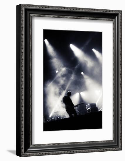 Rock Concert Stage. Guitarist Playing on Electric Guitar.-donatas1205-Framed Photographic Print