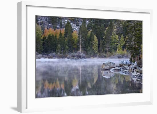 Rock Creek Lake in the Fall with Fog, Inyo National Forest, California, United States of America-James Hager-Framed Photographic Print