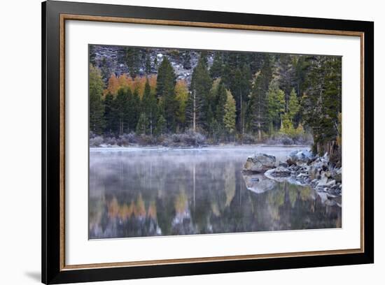 Rock Creek Lake in the Fall with Fog, Inyo National Forest, California, United States of America-James Hager-Framed Photographic Print