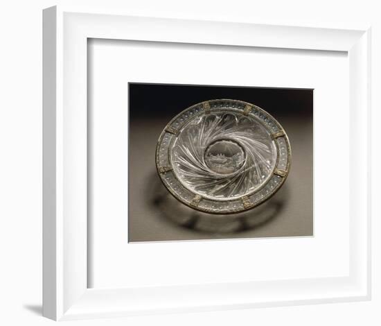 Rock Crystal Dish with Gold Mount and Engraved Scenes of Noah's Ark and Gadrooning-null-Framed Giclee Print