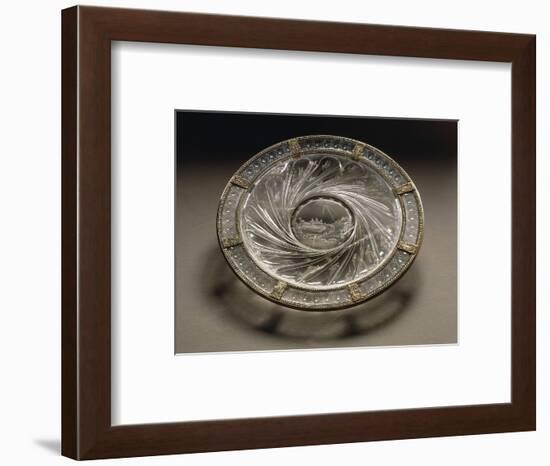 Rock Crystal Dish with Gold Mount and Engraved Scenes of Noah's Ark and Gadrooning-null-Framed Giclee Print