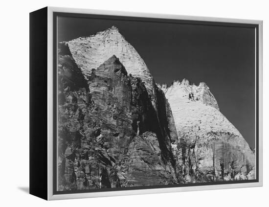 Rock Formation Against Dark Sky "Zion National Park 1941" Utah. 1941-Ansel Adams-Framed Stretched Canvas