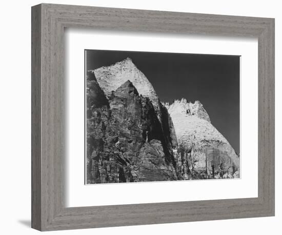 Rock Formation Against Dark Sky "Zion National Park 1941" Utah. 1941-Ansel Adams-Framed Art Print