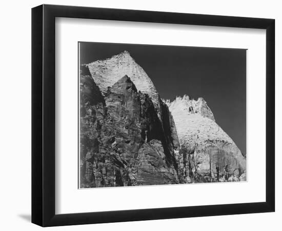 Rock Formation Against Dark Sky "Zion National Park 1941" Utah. 1941-Ansel Adams-Framed Art Print