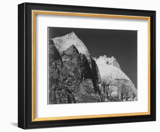 Rock Formation Against Dark Sky "Zion National Park 1941" Utah. 1941-Ansel Adams-Framed Art Print