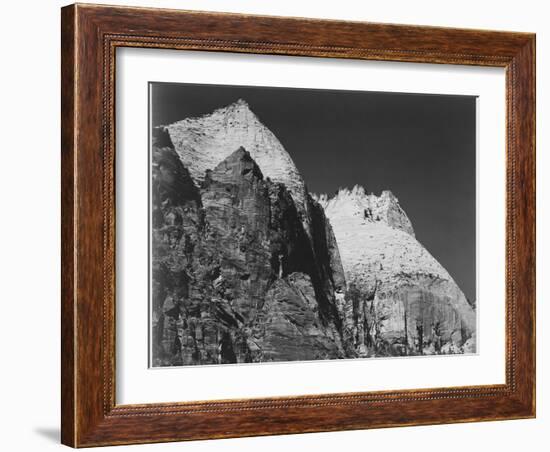 Rock Formation Against Dark Sky "Zion National Park 1941" Utah. 1941-Ansel Adams-Framed Art Print