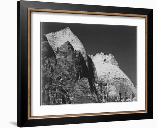 Rock Formation Against Dark Sky "Zion National Park 1941" Utah. 1941-Ansel Adams-Framed Art Print