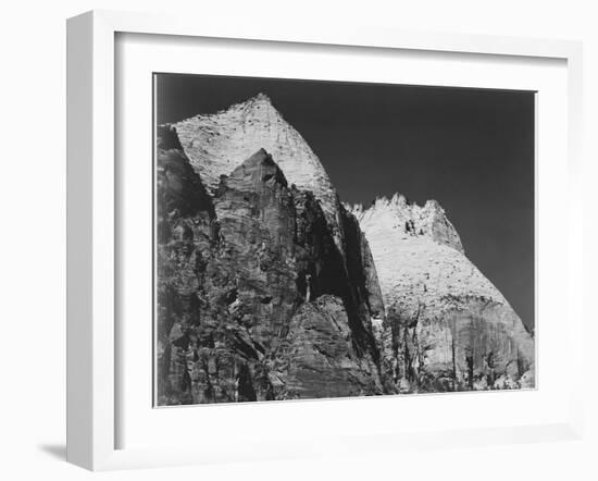 Rock Formation Against Dark Sky "Zion National Park 1941" Utah. 1941-Ansel Adams-Framed Art Print