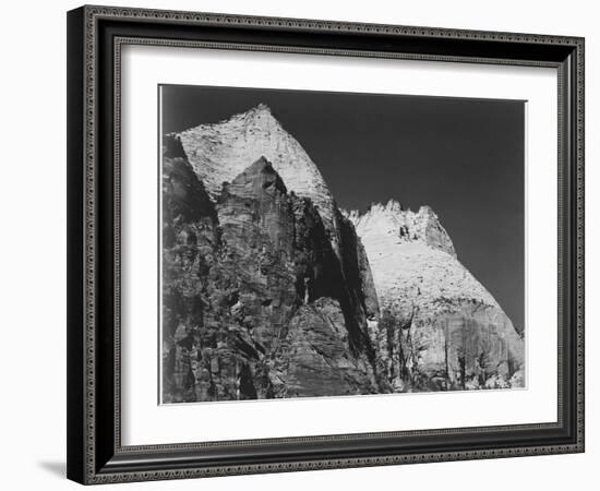 Rock Formation Against Dark Sky "Zion National Park 1941" Utah. 1941-Ansel Adams-Framed Art Print