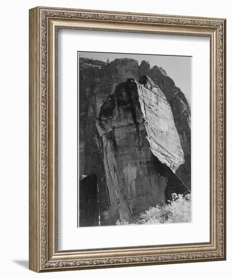 Rock Formation From Below "In Zion National Park" Utah.  1933-1942-Ansel Adams-Framed Art Print