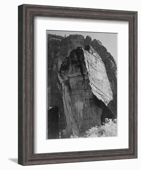 Rock Formation From Below "In Zion National Park" Utah.  1933-1942-Ansel Adams-Framed Art Print