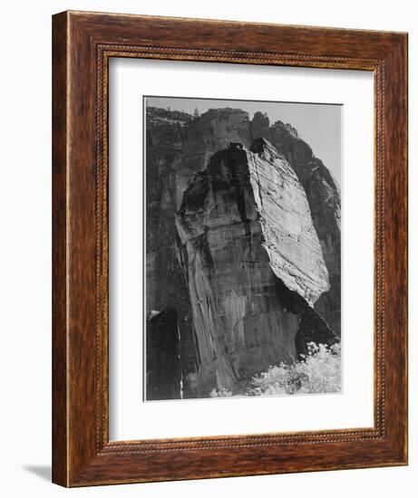 Rock Formation From Below "In Zion National Park" Utah.  1933-1942-Ansel Adams-Framed Art Print