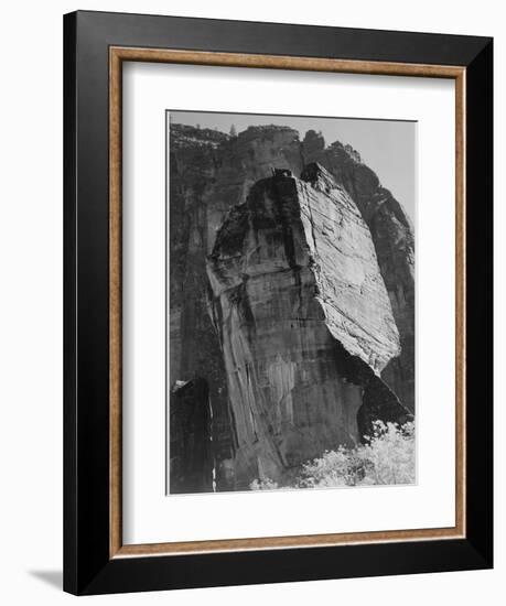 Rock Formation From Below "In Zion National Park" Utah.  1933-1942-Ansel Adams-Framed Art Print