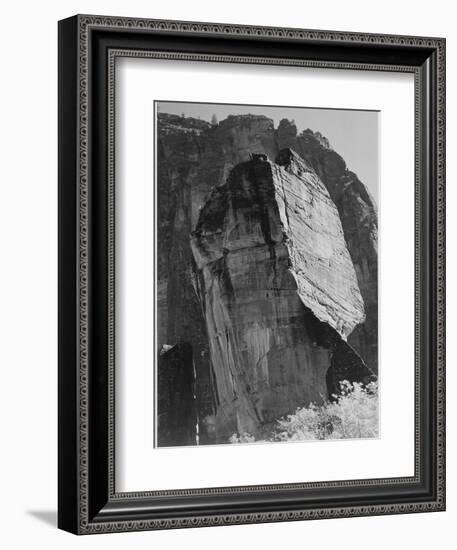 Rock Formation From Below "In Zion National Park" Utah.  1933-1942-Ansel Adams-Framed Art Print