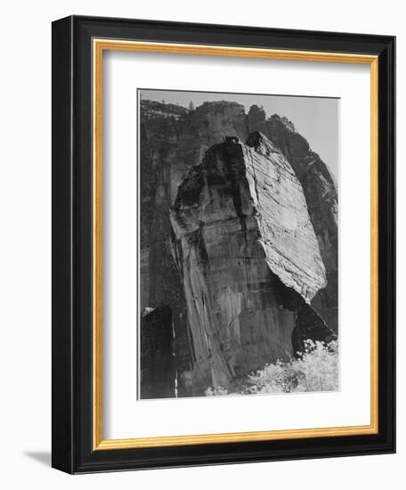 Rock Formation From Below "In Zion National Park" Utah.  1933-1942-Ansel Adams-Framed Art Print