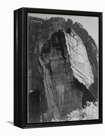 Rock Formation From Below "In Zion National Park" Utah.  1933-1942-Ansel Adams-Framed Stretched Canvas