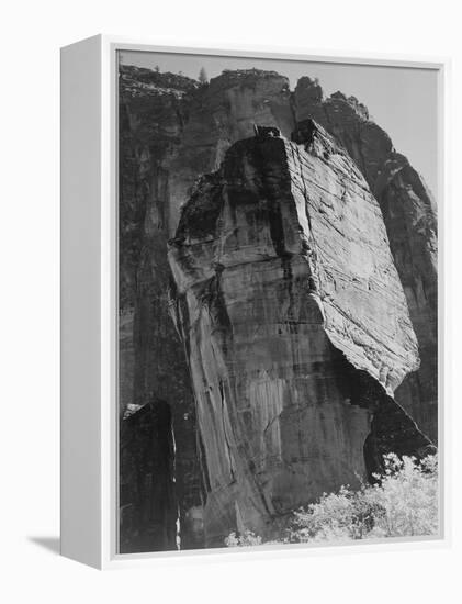 Rock Formation From Below "In Zion National Park" Utah.  1933-1942-Ansel Adams-Framed Stretched Canvas