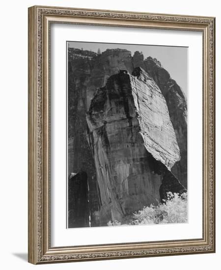 Rock Formation From Below "In Zion National Park" Utah.  1933-1942-Ansel Adams-Framed Art Print