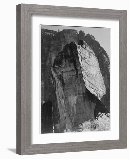 Rock Formation From Below "In Zion National Park" Utah.  1933-1942-Ansel Adams-Framed Art Print