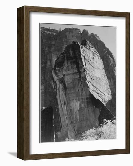 Rock Formation From Below "In Zion National Park" Utah.  1933-1942-Ansel Adams-Framed Art Print