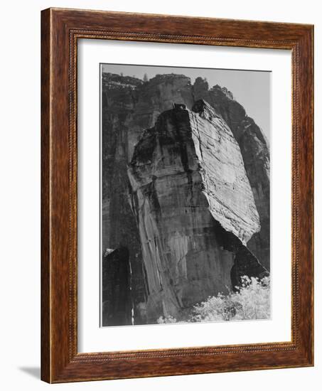 Rock Formation From Below "In Zion National Park" Utah.  1933-1942-Ansel Adams-Framed Art Print