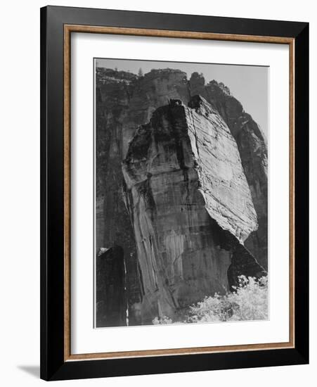 Rock Formation From Below "In Zion National Park" Utah.  1933-1942-Ansel Adams-Framed Art Print