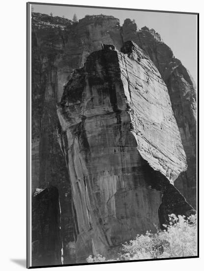 Rock Formation From Below "In Zion National Park" Utah.  1933-1942-Ansel Adams-Mounted Art Print