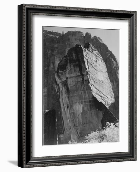 Rock Formation From Below "In Zion National Park" Utah.  1933-1942-Ansel Adams-Framed Art Print