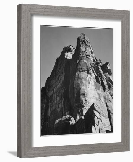 Rock Formation From Below "In Zion National Park" Utah.  1933-1942-Ansel Adams-Framed Art Print