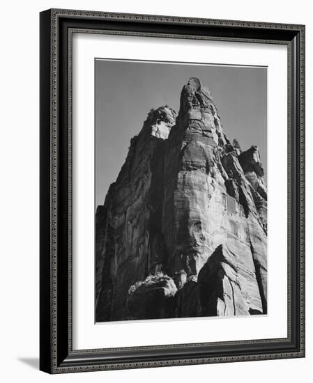 Rock Formation From Below "In Zion National Park" Utah.  1933-1942-Ansel Adams-Framed Art Print