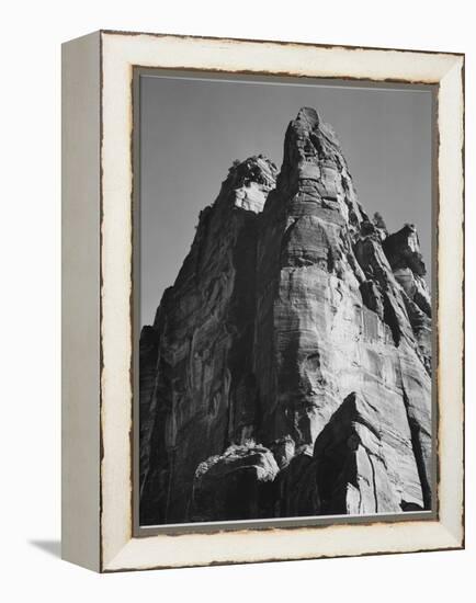 Rock Formation From Below "In Zion National Park" Utah.  1933-1942-Ansel Adams-Framed Stretched Canvas